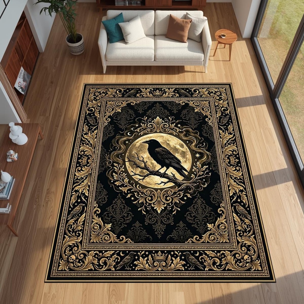 Commercial Printing Services - سجادة كبيرة مطبوعة بتصميم الغراب الذهبي